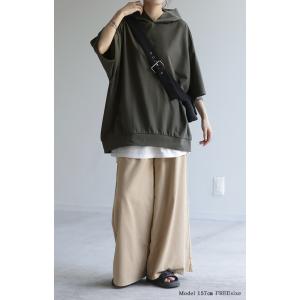 Tシャツ フード 体型カバー パーカー トップ...の詳細画像5
