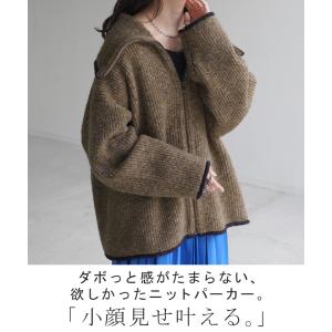 ニット 小顔 パーカー ニットパーカー アウタ...の詳細画像1