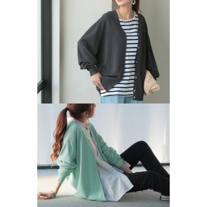 カーディガン シェル ボタン ロング レディー...の詳細画像2