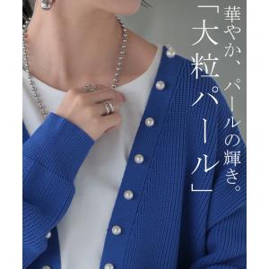 カーディガン 大粒 パール ニット レディース...の詳細画像3