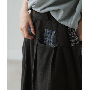 デニム パンツ ワイド デニムパンツ 異素材 ...の詳細画像2