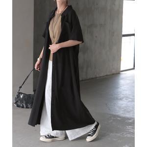 ワンピース シャツ シャツワンピース 麻 風 ...の詳細画像3