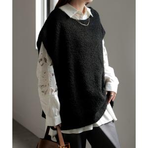 ベスト ニット ロング 選べる ネック レディ...の詳細画像3