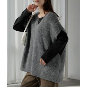 ベスト ニット ロング 選べる ネック レディ...の詳細画像4