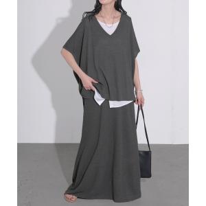 セットアップ 鹿のこ ニット 2点セット レデ...の詳細画像4