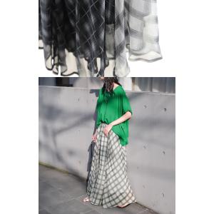 スカート ロング チェック 柄 シフォン レデ...の詳細画像3