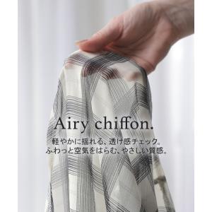 スカート ロング チェック 柄 シフォン レデ...の詳細画像5