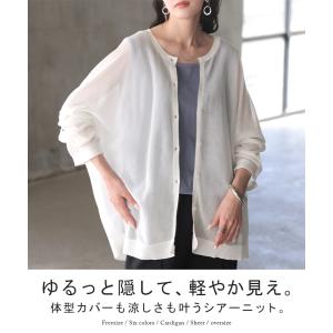 カーディガン ニット シアー レディース トッ...の詳細画像1