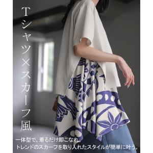 Tシャツ 重ね着風 異素材MIX トップス ブ...の詳細画像3