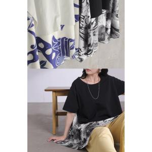 Tシャツ 重ね着風 異素材MIX トップス ブ...の詳細画像5