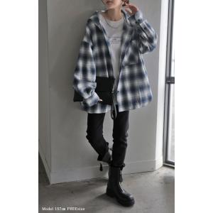 パーカー チェック 綿100 フード付き レデ...の詳細画像2