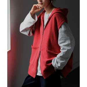 ベスト ニットベスト フード ニット ジレ レ...の詳細画像4