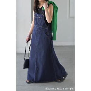 サロペット デニム スカート ワンピース レデ...の詳細画像3