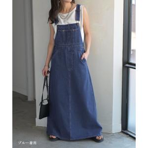サロペット デニム スカート ワンピース レデ...の詳細画像4