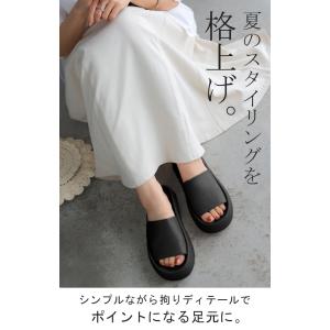 サンダル 厚底 レザー 風 レディース 5cm...の詳細画像1