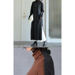 ニットワンピース ロング ニットワンピ Vネッ...の詳細画像5
