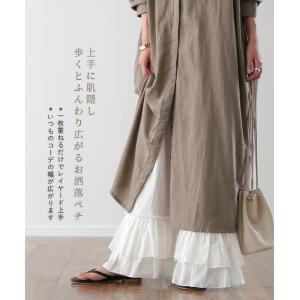 ペチパンツ ロング フリル コットン 綿 パン...の詳細画像1