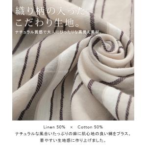 ワンピース 綿 麻 シャツワンピース ストライ...の詳細画像3