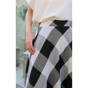 スカート ブロックチェック ロングスカート フ...の詳細画像3