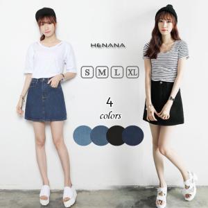 4color 台形 デニムスカート デニムミニスカート ショ...
