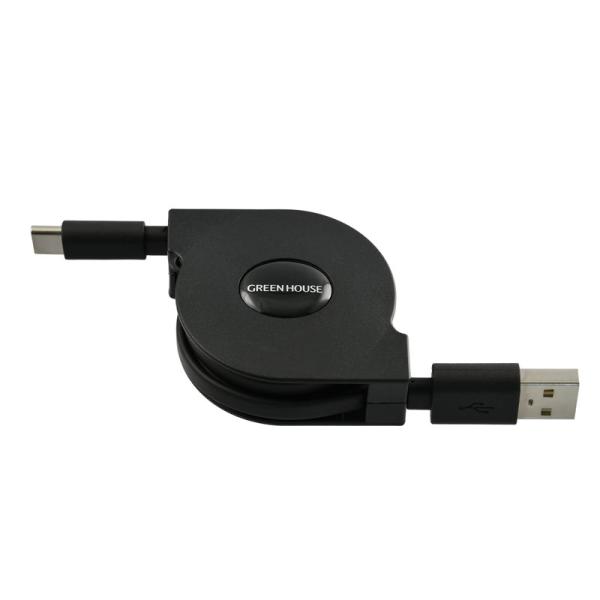 USBケーブル 15W(5V/3A)高速充電 充電/データ TypeA-C 巻取式ケーブル 1.0m...