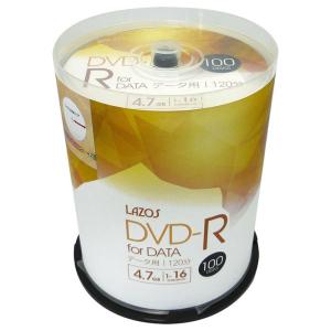 送料無料 DVD-R 4.7GB データ用 100枚組スピンドルケース入 16倍速対応 ホワイトワイド印刷対応 Lazos  L-DD100P/2600ｘ５個セット/卸｜henetjigyoubu