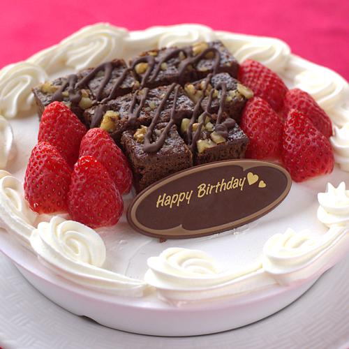 手作りストロベリーブラウニーアイスケーキ６号（誕生日・お祝い）