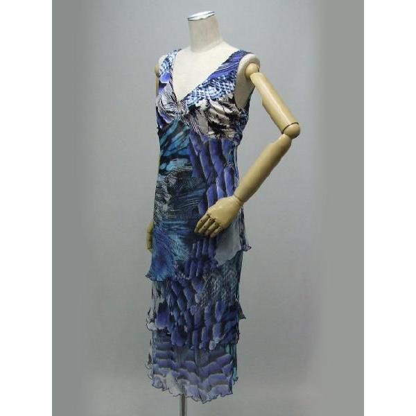 FUEGO(フエゴ) フランスブランド シルク シャツ ドレス フリンジ付 コバルトブルー