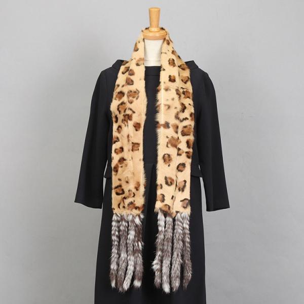 キッドラム ファー マフラー アニマルプリント ラビットフリンジ