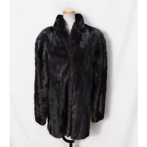 SAGA サガ ミンク ファー ロングコート ダーク : エルベートブルー