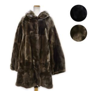 SAGA サガ ミンク ファー ロングコート ダーク : エルベートブルー