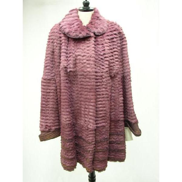 ラビット ファー コート パープル
