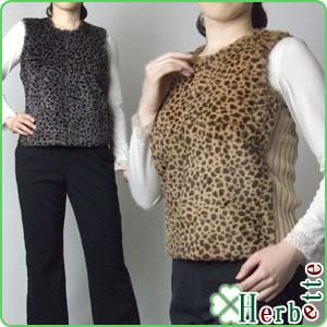 ラビット ファー ベスト プルオーバー タンクトップ アニマル柄 : エル