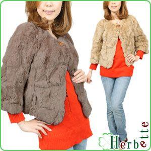 レッキスラビット 七分袖 大きなボタンの ファー ジャケット : エル  