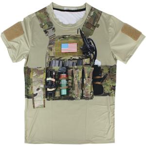 マルチカム プレートキャリア アメリカ国旗、マガジン付き(マルイm4電動用) プレートキャリア プリントTシャツ MC マルチカム/BK ブラック