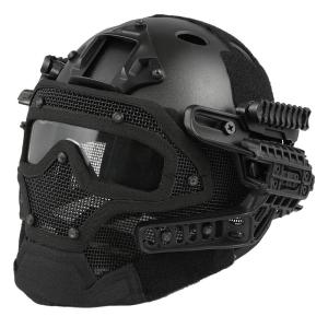 WoSporT タクティカルヘルメット メッシュマスク付 BK