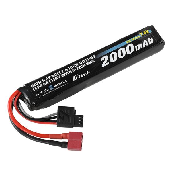 HTGベーシック リポバッテリー 電動ガン用 特許技術使用 (7.4V 2000mAh 40C) ス...