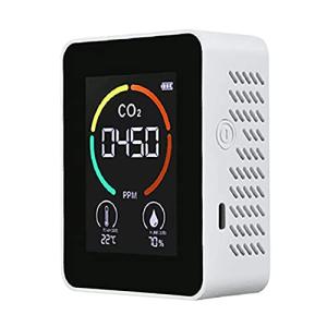 プラスライフ 二酸化炭素濃度測定器 CO2濃度測定 CO2センサー 充電式 CO2測定器 温度・湿度表示付き