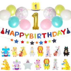 alamer ガーランド 飾り付け 誕生日 バースデー セット 風船 バルーン パーティー デコレーション 数字 装飾 男の子 女の子 (1歳)｜hercules23