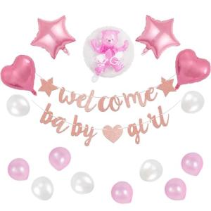 ベビーシャワー バルーン 飾り セット welcome baby girl バルーン 風船 ガーランド 飾り付け セット かわいい 出産お祝い｜hercules23