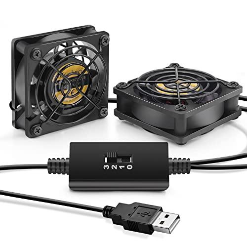 Mauknci USB ファン 6cm 2連 3段階風量調整 5V 小型 冷却ファン 強力 ミニファ...