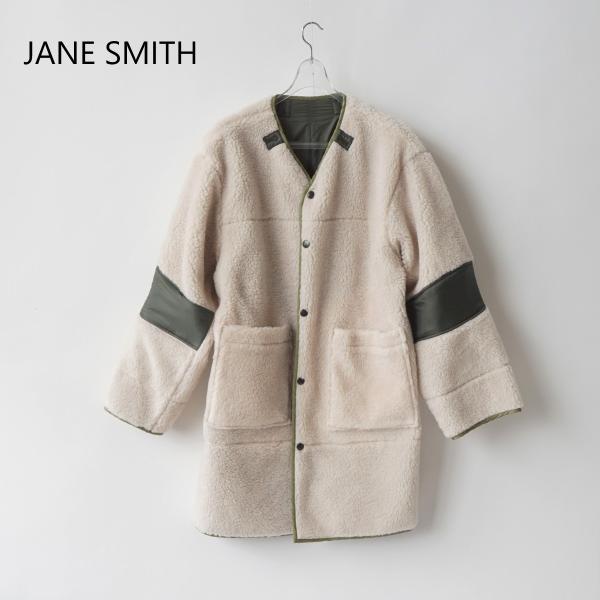 JANE SMITH｜ジェーンスミス Polyester boa V-neck no coller ...