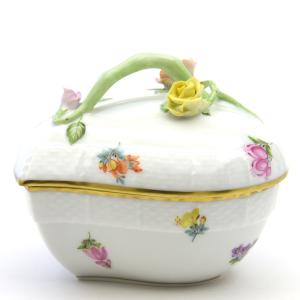 ヘレンド（HEREND） 小物入れ(直径:8cm)薔薇飾り ミルフルール(06012