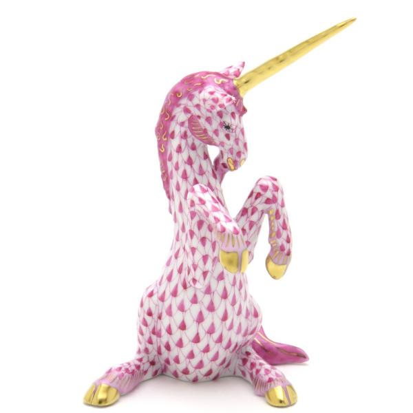 ヘレンド 一角獣 ピンクの鱗模様 ユニコーン 手描き フィギュリン 置物 飾り物 Herend