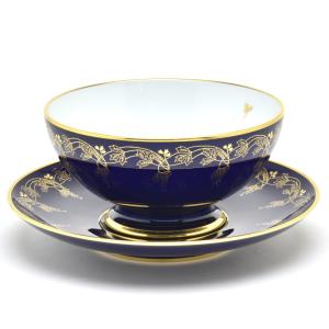 セーブル(Sevres) 深皿(直径:18cm) クープ セーブルブルー雲模様(24K