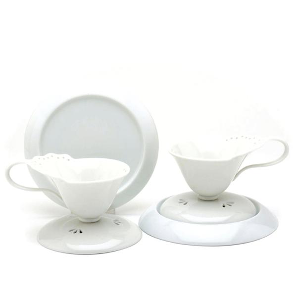 セーブル(Sevres) デミタスコーヒーカップ(60cc)＆ソーサー「mardi」(ペア)透かし彫...