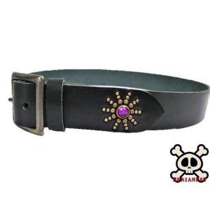 栃木レザー エンドオンリー スタッズベルト 黒 ターコイズスポッツ