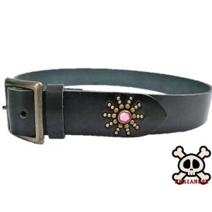 栃木レザー エンドオンリー スタッズベルト 黒 ターコイズスポッツ