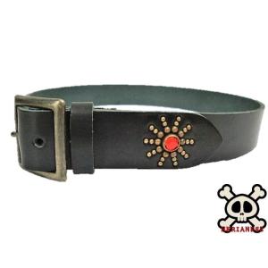 栃木レザー エンドオンリー スタッズベルト 黒 ターコイズスポッツ