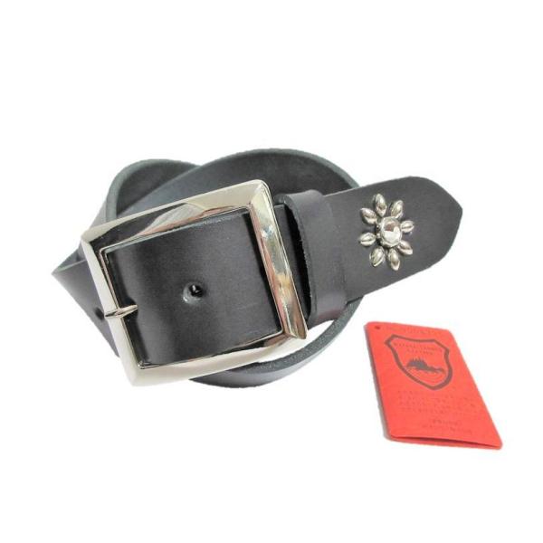 栃木レザー　スワロフスキースタッズベルト　黒　４０ｍｍ幅　日本製　牛革メンズベルト